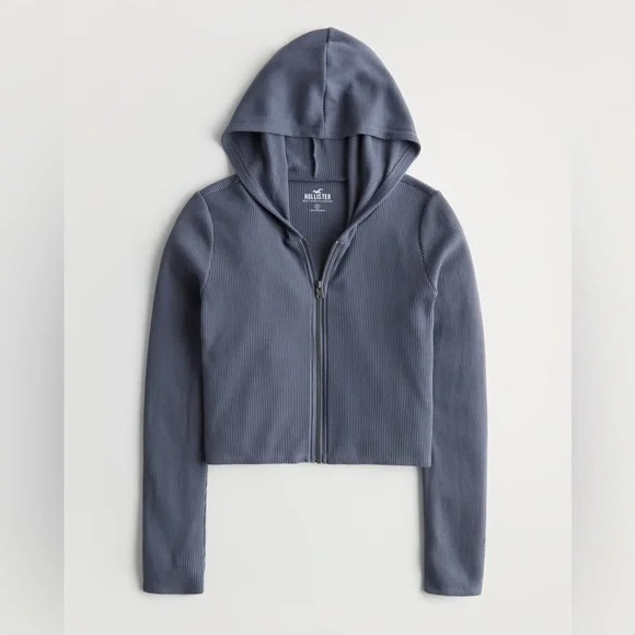 2 NWT Hollister waffle zip hoodies - Picture 2 of 8